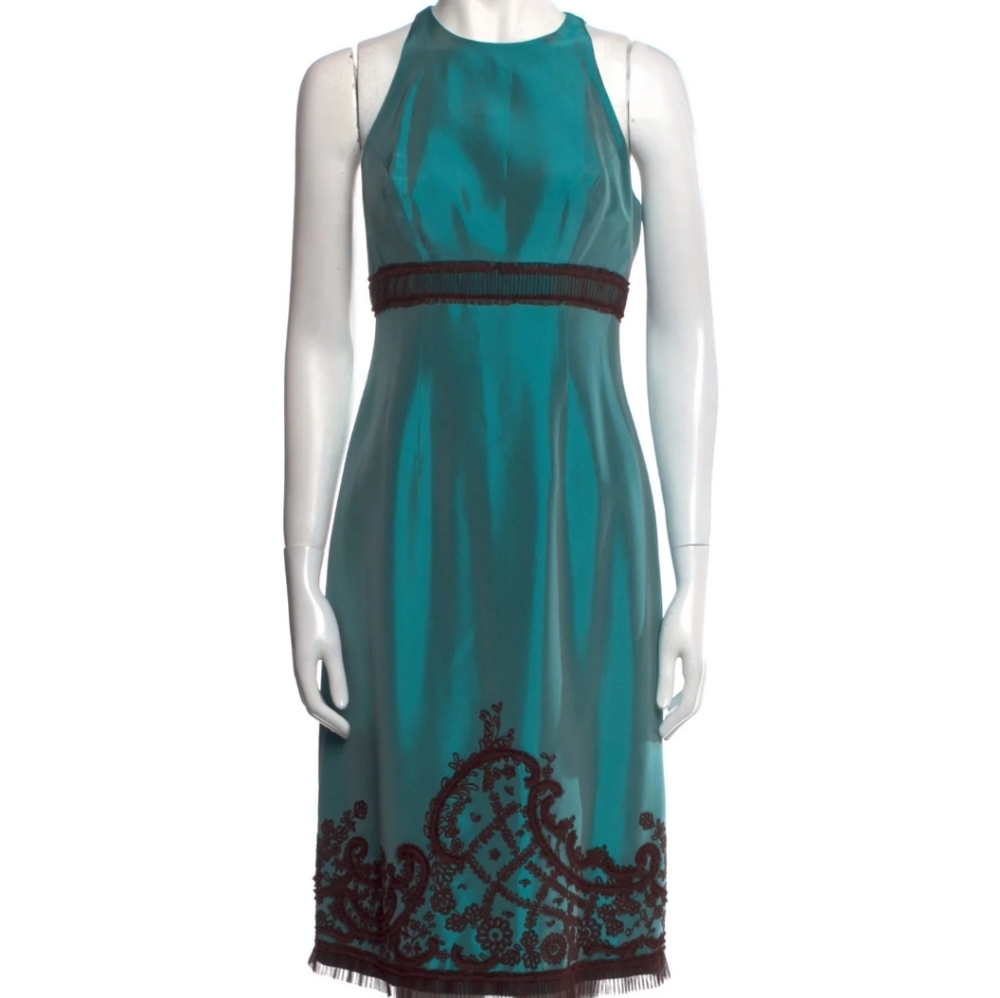 EUC Badgley Mischka dress teal/black ladies sz 4 beautiful for holidays!! Li…